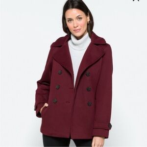 Liverpool Claire Burgundy Double Breasted Trench Coat Jacket Women's Small